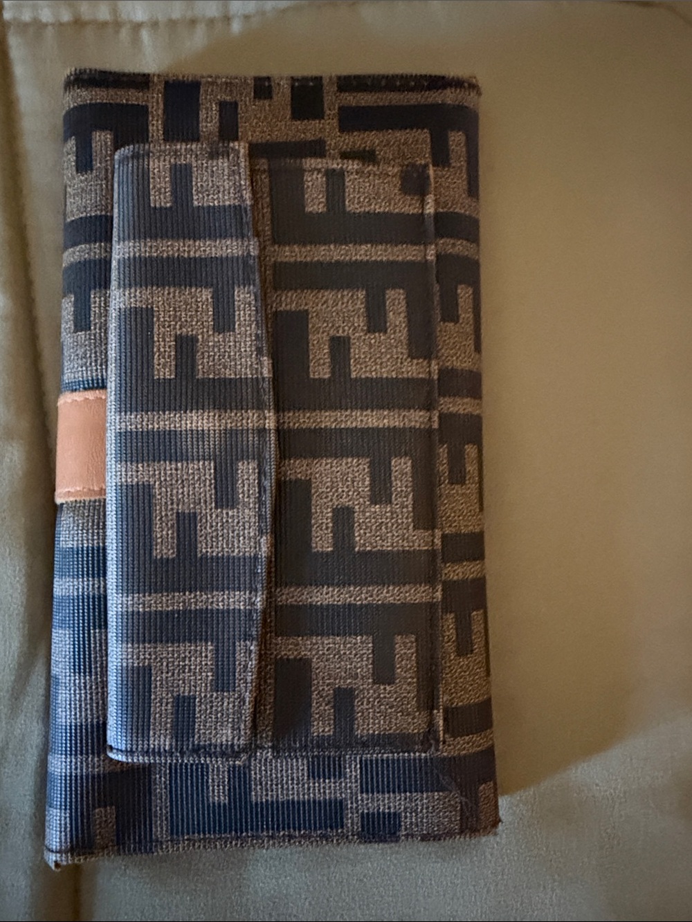 Fendi Brown and Black FF Monogram Foldover Wallet Clutch